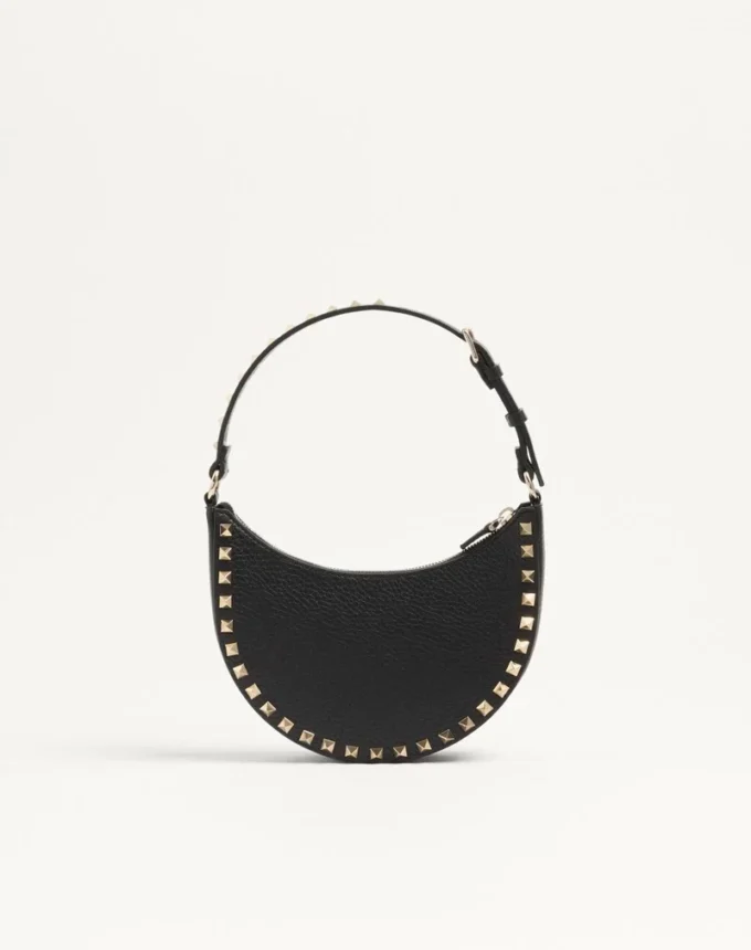 Geantă mini Rockstud Hobo din piele de vițel granată Geantă mini Rockstud Hobo din piele de vițel granată