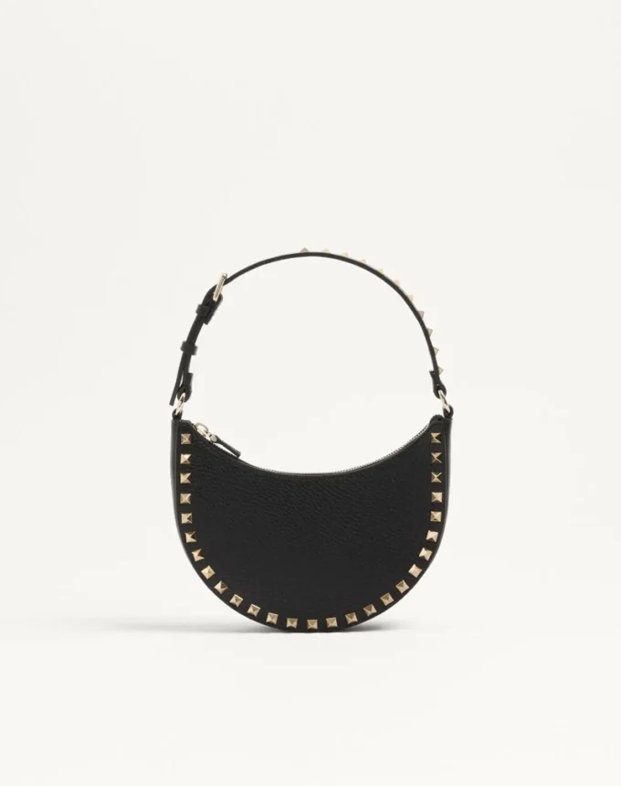 Geantă mini Rockstud Hobo din piele de vițel granată Geantă mini Rockstud Hobo din piele de vițel granată