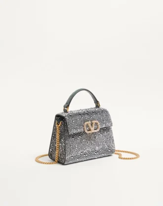 Geantă mini Valentino Garavani Vsling cu strasuri și logo bijuterie