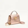Geantă mini Valentino Garavani Vsling din piele de vițel laminată cu logo bijuterie Geantă mini Valentino Garavani Vsling din piele de vițel laminată cu logo bijuterie