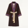 Halat din flanelă de lână cu centură jacquard Halat din flanelă de lână cu centură jacquard