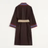 Halat din flanelă de lână cu centură jacquard Halat din flanelă de lână cu centură jacquard