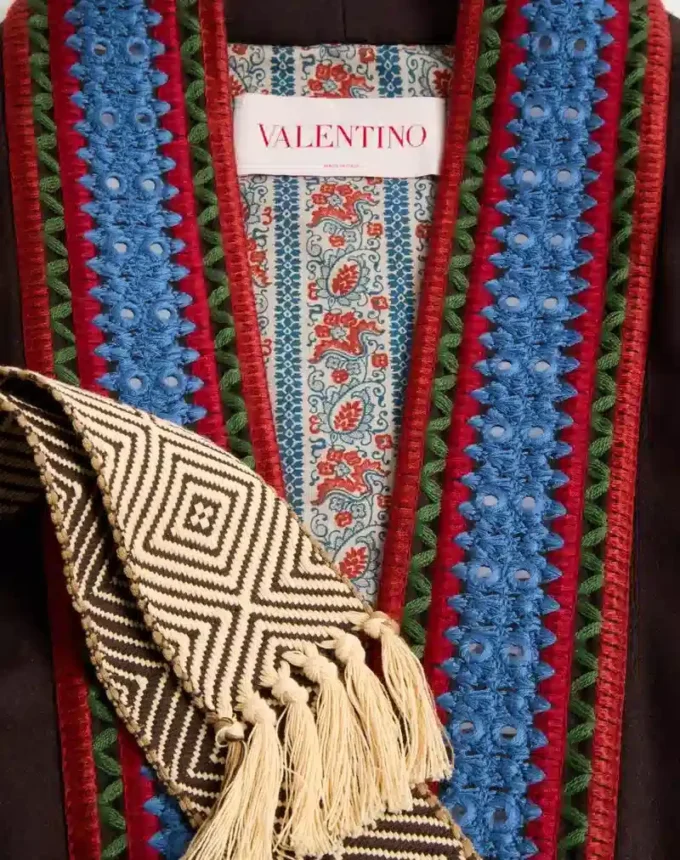 Halat din flanelă de lână cu centură jacquard Halat din flanelă de lână cu centură jacquard