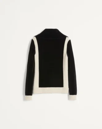 Hanorac cu guler înalt din chenilă Chez Valentino, cu fermoar și patch