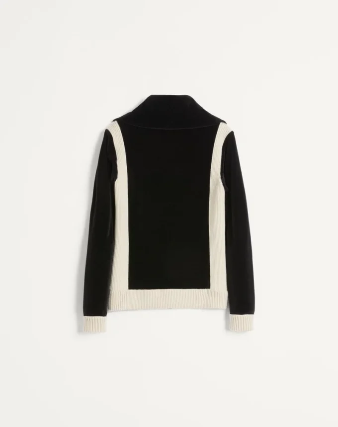 Hanorac cu guler înalt din chenilă Chez Valentino, cu fermoar și patch Hanorac cu guler înalt din chenilă Chez Valentino, cu fermoar și patch