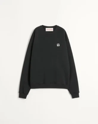Hanorac din bumbac cu guler rotund și patch Chez Valentino