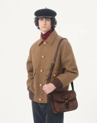 Jacheta bomber din lână Valentino cu model houndstooth