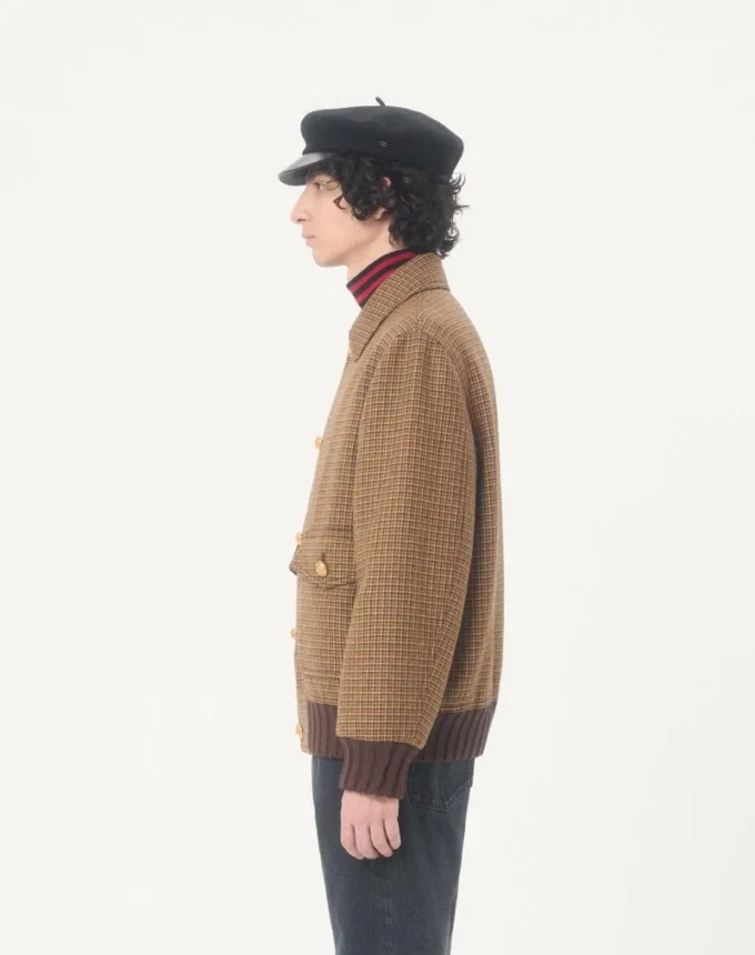 Jacheta bomber din lână Valentino cu model houndstooth Jacheta bomber din lână Valentino cu model houndstooth