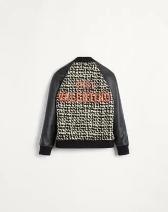 Jacheta bomber din tweed de lână cu patch Chez Valentino