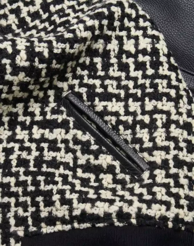 Jacheta bomber din tweed de lână cu patch Chez Valentino Jacheta bomber din tweed de lână cu patch Chez Valentino