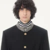 Jacheta brodată Valentino cu centură din gabardină de lână cu VGold