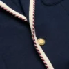 Jacheta din bumbac jersey cu un singur rând de nasturi și bordură torchon