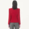 Jacheta din crep de lână cu fundă contrastantă Jacheta din crep de lână cu fundă contrastantă