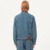 Jacheta din denim cu broderie cu mărgele și margini imprimate Jacheta din denim cu broderie cu mărgele și margini imprimate