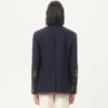 Jacheta din in cu un singur rând de nasturi, broderie cu mărgele și patch-uri