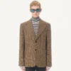 Jacheta din lână cu un singur rând de nasturi și model Glen Plaid de la Valentino Jacheta din lână cu un singur rând de nasturi și model Glen Plaid de la Valentino