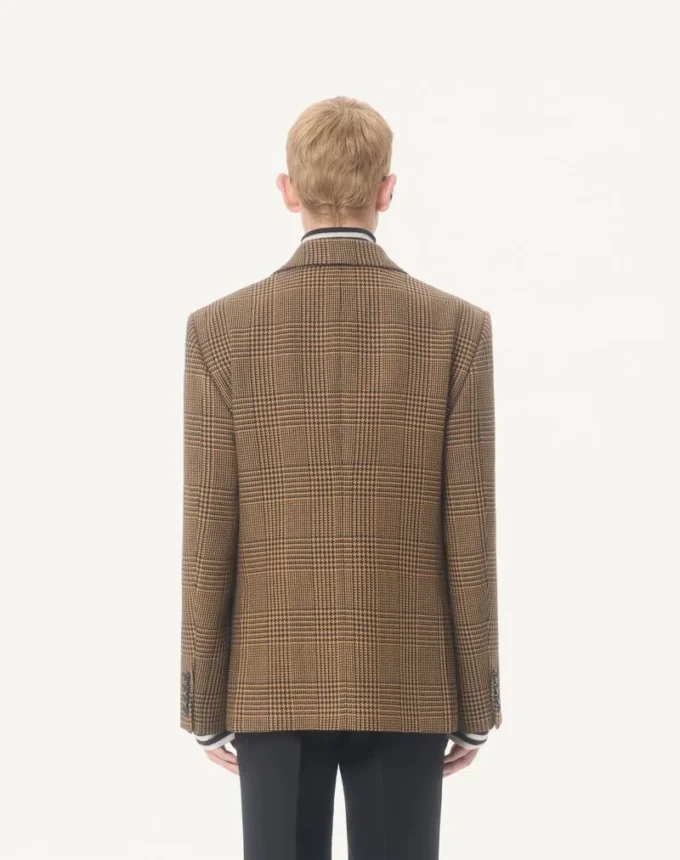 Jacheta din lână cu un singur rând de nasturi și model Glen Plaid de la Valentino Jacheta din lână cu un singur rând de nasturi și model Glen Plaid de la Valentino