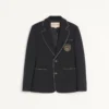 Jacheta din lână cu un singur rând de nasturi și patch Valentino