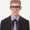 Jacheta din lână și bumbac cu un singur rând de nasturi și borduri jacquard Jacheta din lână și bumbac cu un singur rând de nasturi și borduri jacquard