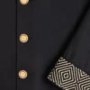 Jacheta din lână și bumbac cu un singur rând de nasturi și borduri jacquard Jacheta din lână și bumbac cu un singur rând de nasturi și borduri jacquard