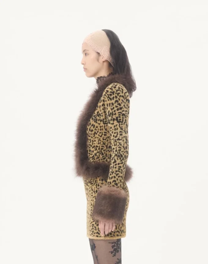 Jacheta din tricot jacquard cu imprimeu animalier și lurex Jacheta din tricot jacquard cu imprimeu animalier și lurex