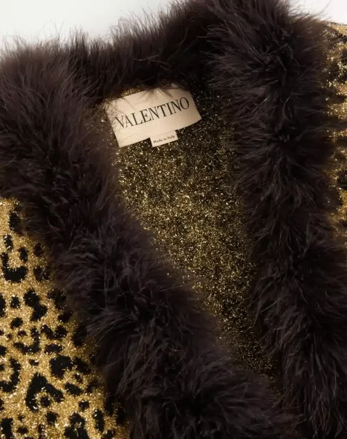 Jacheta din tricot jacquard cu imprimeu animalier și lurex Jacheta din tricot jacquard cu imprimeu animalier și lurex
