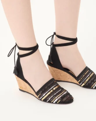 La Cruisette Mesh Wedge cu broderie 75 mm
