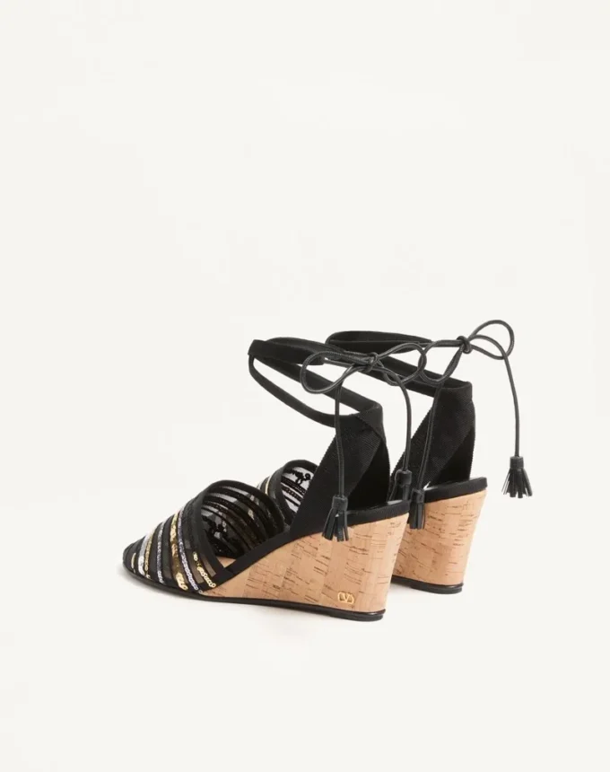 La Cruisette Mesh Wedge cu broderie 75 mm La Cruisette Mesh Wedge cu broderie 75 mm