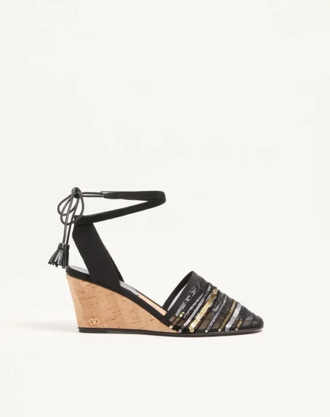 La Cruisette Mesh Wedge cu broderie 75 mm La Cruisette Mesh Wedge cu broderie 75 mm