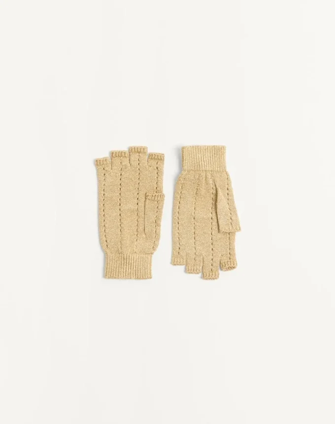 Mănuși tricotate fără degete din lurex