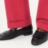 Mocasini din piele de capră cu franjuri și logo VLogo Signature