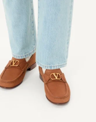 Mocasini din piele de căprioară suede cu detaliu VLogo Signature