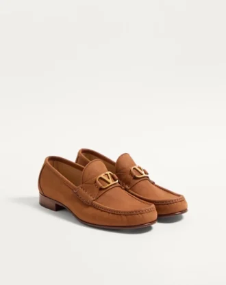 Mocasini din piele de căprioară suede cu detaliu VLogo Signature