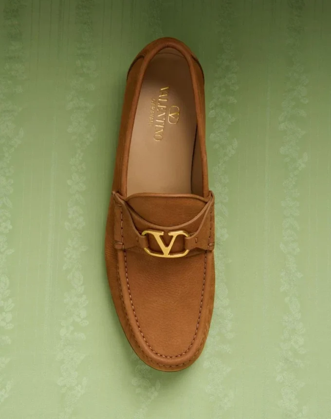 Mocasini din piele de căprioară suede cu detaliu VLogo Signature