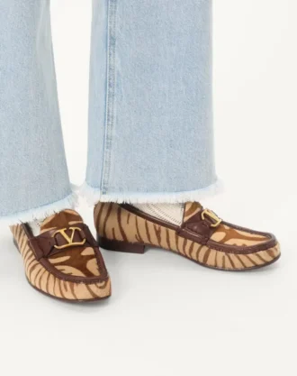 Mocasini din piele de vițel cu efect de ponei și semnătura Vlogo, 20 mm Mocasini din piele de vițel cu efect de ponei și semnătura Vlogo, 20 mm