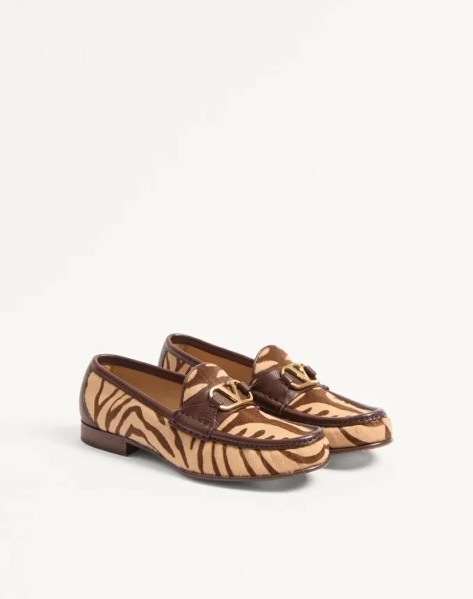Mocasini din piele de vițel cu efect de ponei și semnătura Vlogo, 20 mm Mocasini din piele de vițel cu efect de ponei și semnătura Vlogo, 20 mm