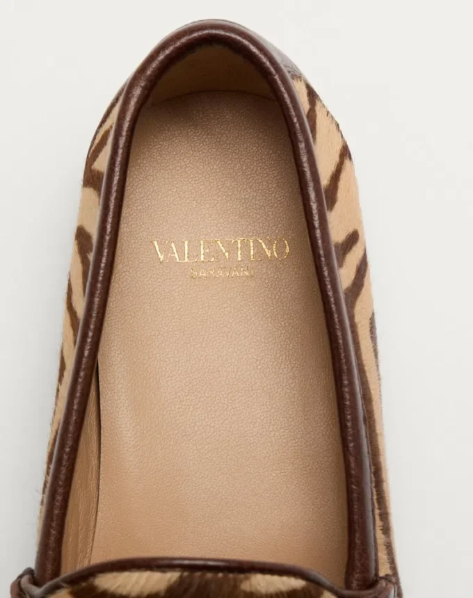 Mocasini din piele de vițel cu efect de ponei și semnătura Vlogo, 20 mm Mocasini din piele de vițel cu efect de ponei și semnătura Vlogo, 20 mm