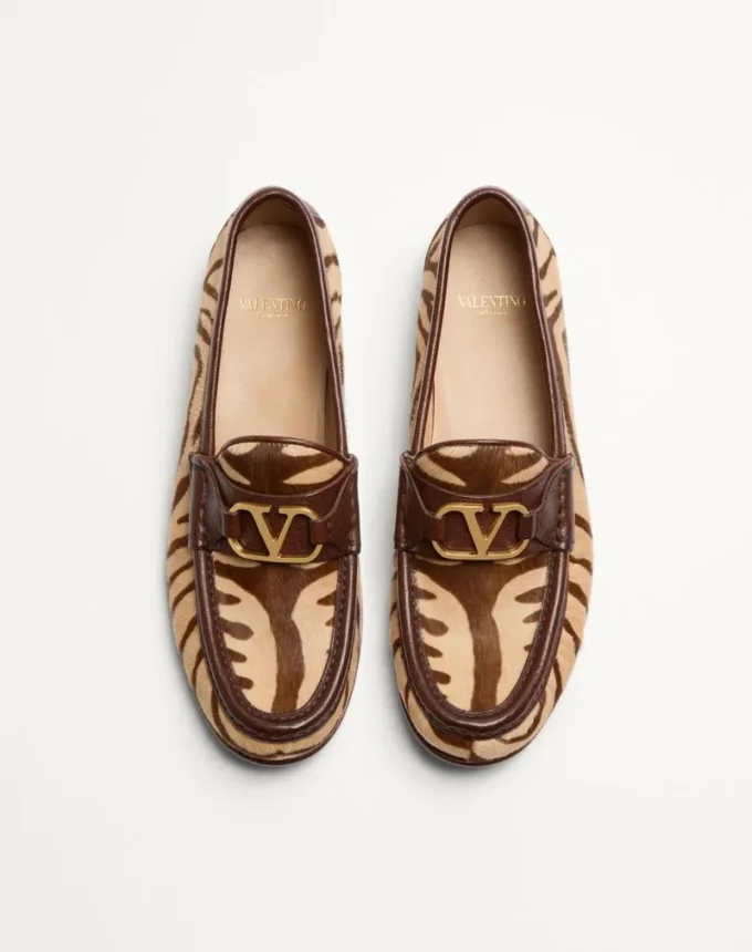 Mocasini din piele de vițel cu efect de ponei și semnătura Vlogo, 20 mm Mocasini din piele de vițel cu efect de ponei și semnătura Vlogo, 20 mm
