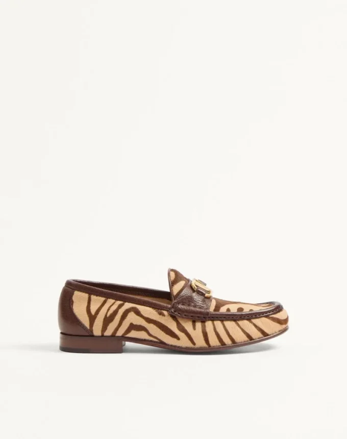 Mocasini din piele de vițel cu efect de ponei și semnătura Vlogo, 20 mm Mocasini din piele de vițel cu efect de ponei și semnătura Vlogo, 20 mm