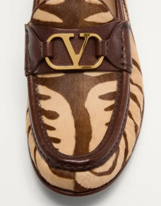 Mocasini din piele de vițel cu efect de ponei și semnătura Vlogo, 20 mm Mocasini din piele de vițel cu efect de ponei și semnătura Vlogo, 20 mm