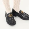 Mocasini din piele de vițel cu logo