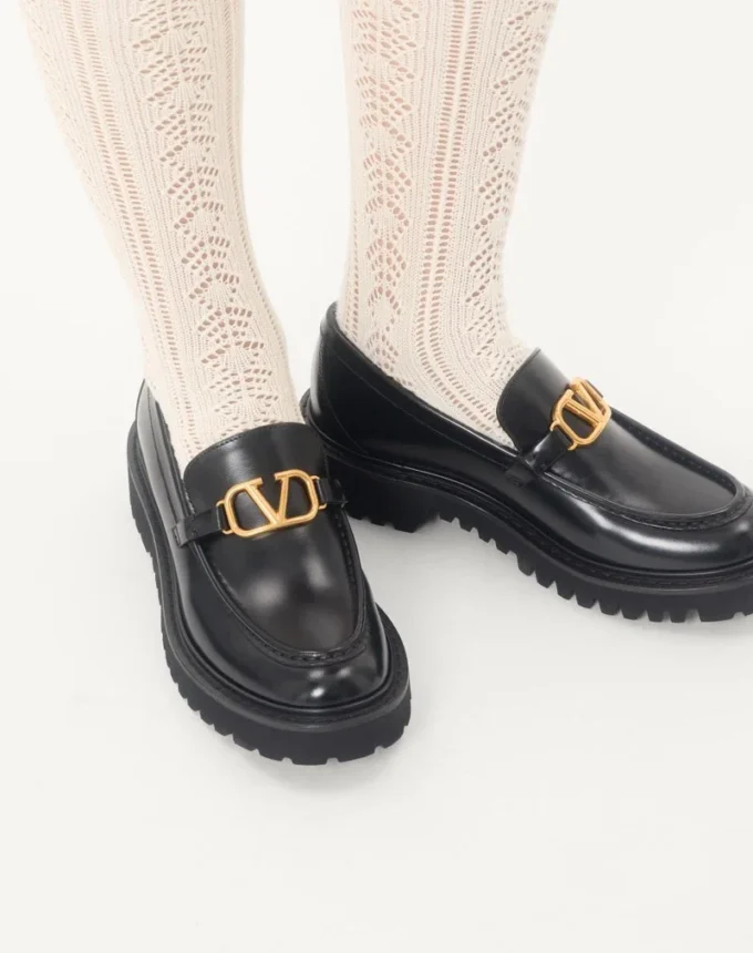 Mocasini din piele de vițel cu logo