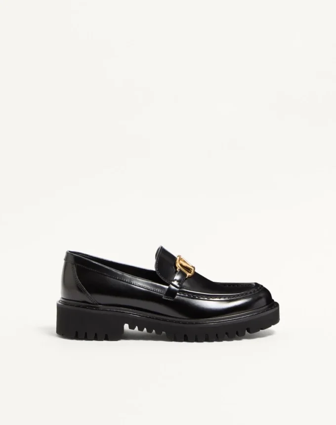 Mocasini din piele de vițel cu logo
