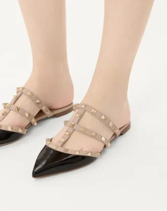 Mule din piele lăcuită Rockstud