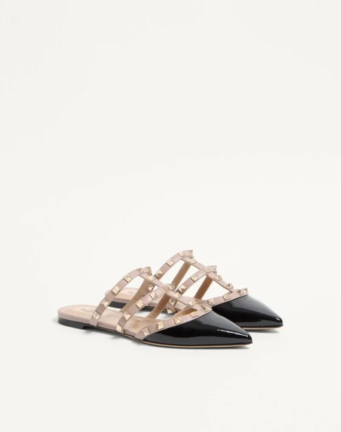 Mule din piele lăcuită Rockstud