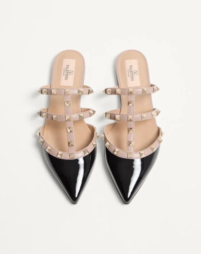 Mule din piele lăcuită Rockstud