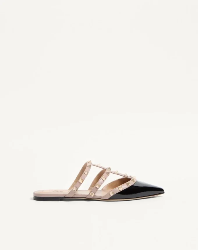 Mule din piele lăcuită Rockstud