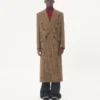 Palton din lână cu două rânduri de nasturi și model Glen Plaid de la Valentino