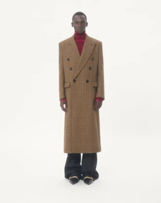 Palton din lână cu două rânduri de nasturi și model Glen Plaid de la Valentino