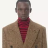 Palton din lână cu două rânduri de nasturi și model Glen Plaid de la Valentino